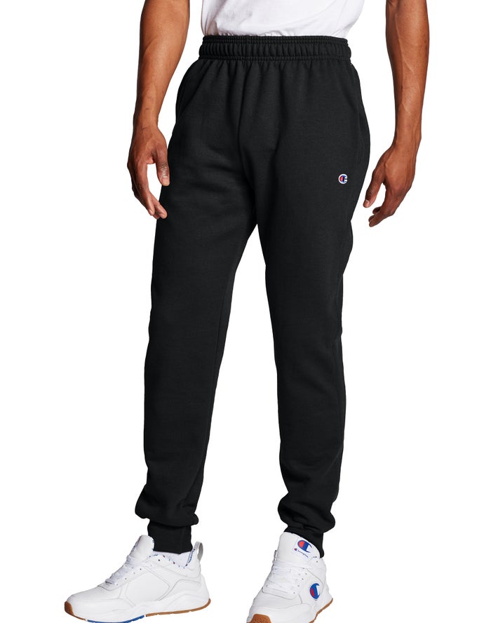 Champion Mens Joggers NZ - Powerblend Fleece Black ( 5093-SXFPT )